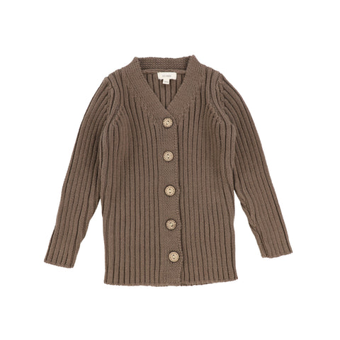 Lil Legs Knit V Cardigan  - Cocoa