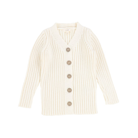 Lil Legs Knit V Cardigan  - Cream