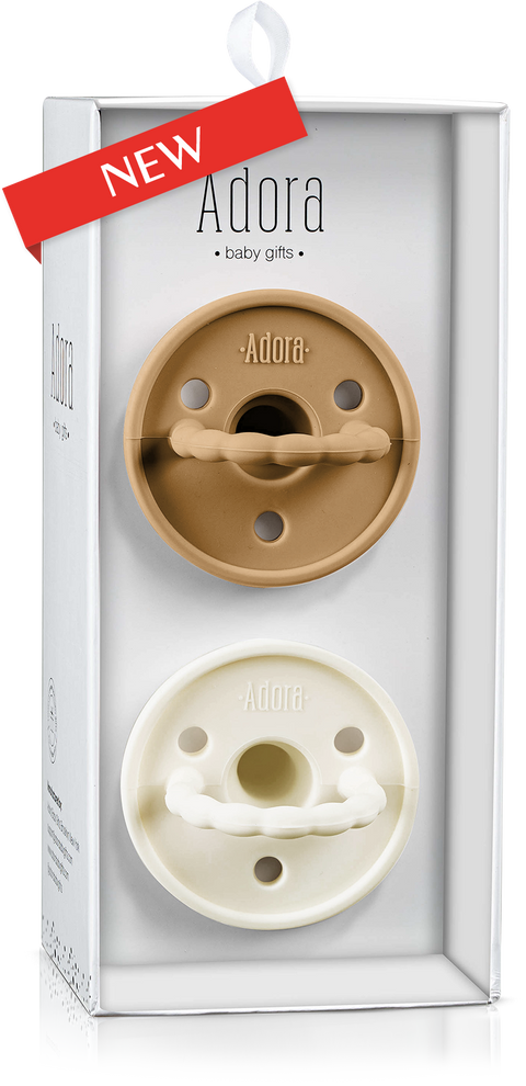 Adora Classic Pacifier Baby Gift Set - 2-pack - Vanilla & Luggage