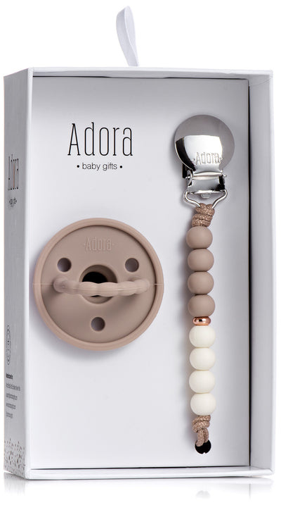 Adora Pacifier and Pacifier Clip Baby Gift Set - Saddle Ombre