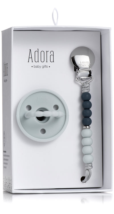 Adora Pacifier and Pacifier Clip Baby Gift Set - Denim Sky Ombre
