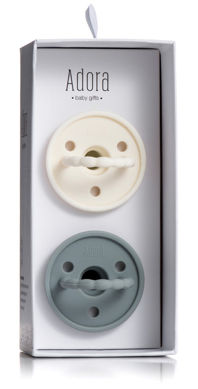 Adora Classic Pacifier Baby Gift Set - 2-pack - Graphite & Vanilla
