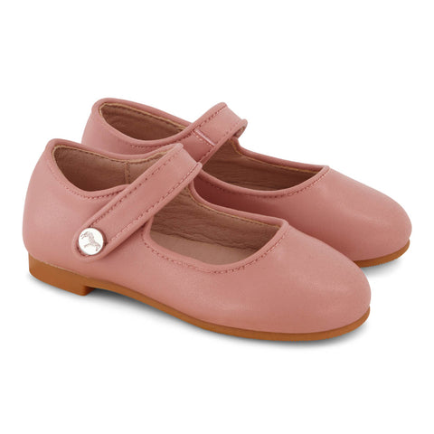 Zeebra Kids Hard Sole Classic Leather Mary Janes - French Rose