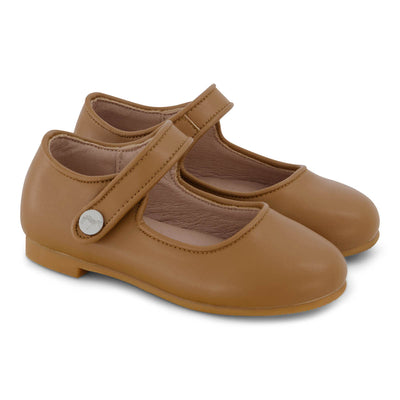 Zeebra Kids Hard Sole Classic Leather Mary Janes - Nutmeg Brown