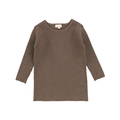 Lil Legs Knit Crewneck Long Sleeve Sweater - Cocoa
