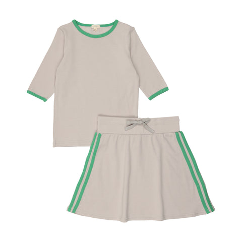 Lil Legs Big Girls Coordinating Tennis T-Shirt - Green Accent