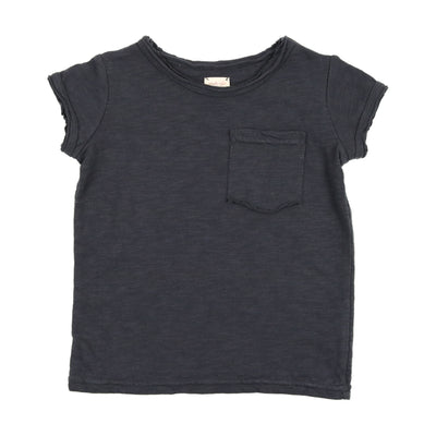 Analogie Textured Cotton Boys Rolled Edge T-Shirt - Off Navy