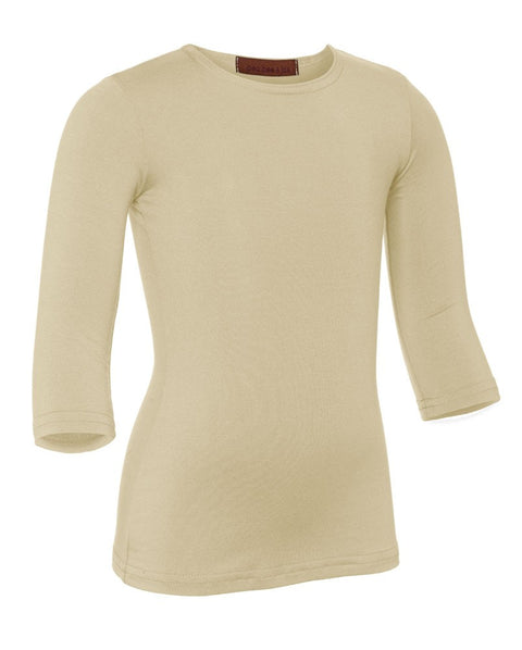 PB&J Girls Cotton 3/4 Sleeve Shell - Beige