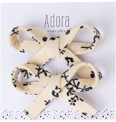 Adora Mini Corduroy Bow Clip Set - Cream Floral