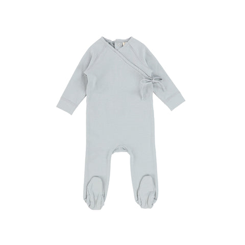 Lilette Brushed Cotton Wrapover Footie - Dusty Blue