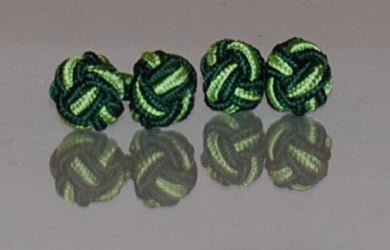 Dark Green & Light Green Silk Knot Cufflinks
