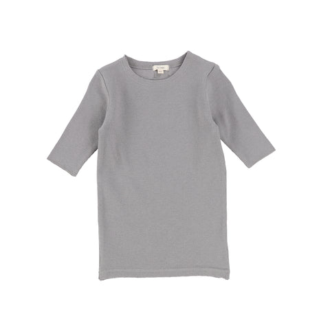 Lil Legs Ribbed Three Quarter Sleeve Tee - Dark Grey