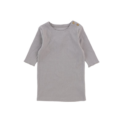 Lil Legs Three Quarter Sleeve Ribbed Side Buttons T-Shirt - Dark Grey