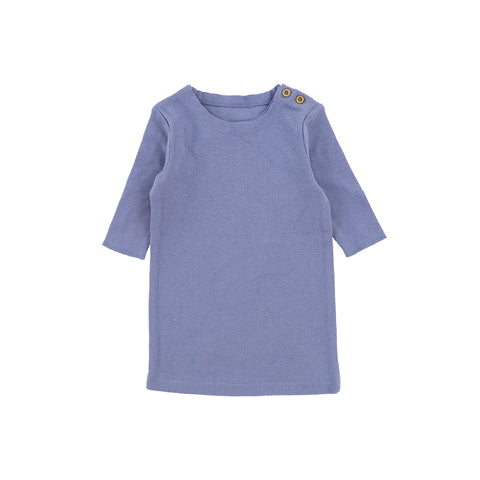 Lil Legs Three Quarter Sleeve Ribbed Side Buttons T-Shirt - Deep Blue