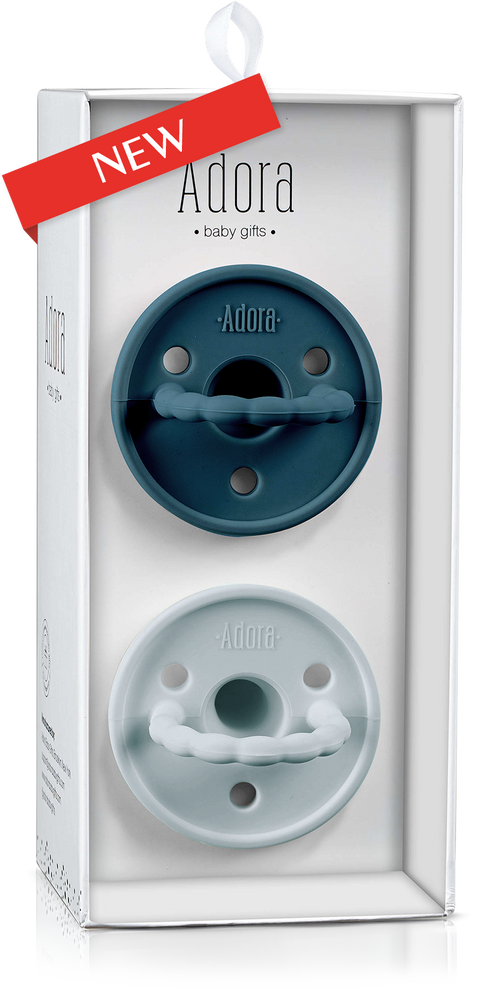 Adora Classic Pacifier Baby Gift Set - 2-pack - Denim & Sky