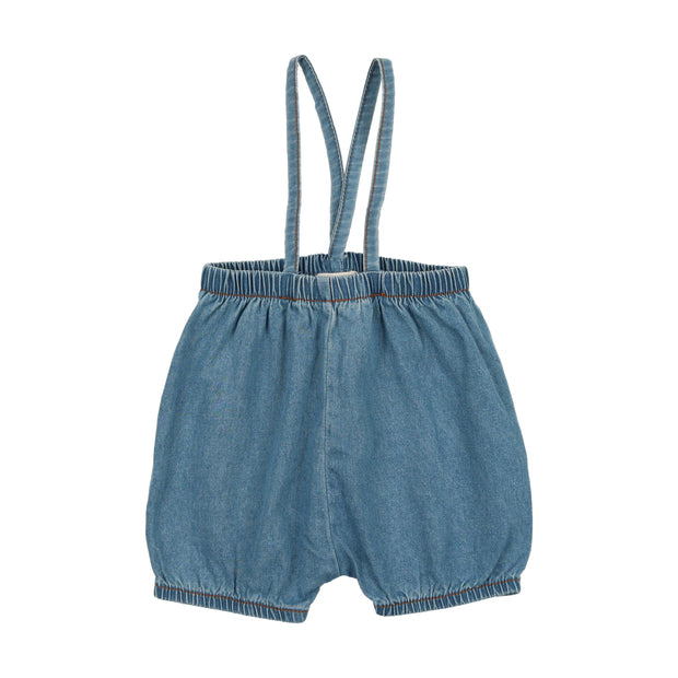 Lil Legs Bubble Suspender Shorts - Dark Denim