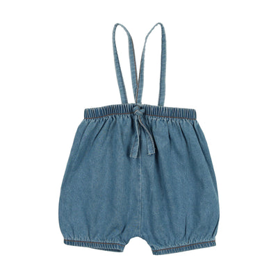 Lil Legs Bubble Suspender Shorts - Dark Denim