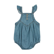 Lil Legs Girls Flutter Romper - Dark Denim