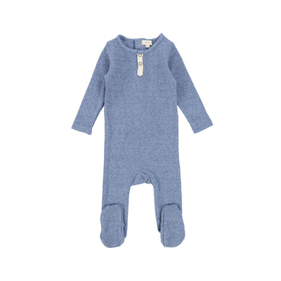 Lil Legs Ribbed Tab Footie - Denim Heather