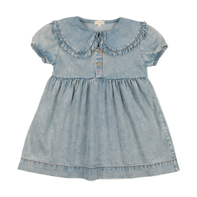 Lil Legs Oversized Collar Dress Short Sleeve - Stone Wash