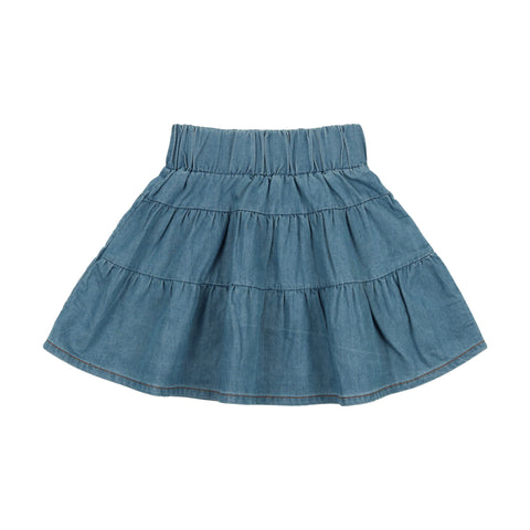 Lil Legs Denim Tiered Skirt - Dark Denim