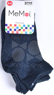 Memoi Kid's Mid Cut Socks 3-Pack - Denim MK-556