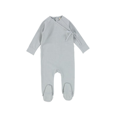 Lillette Brushed Cotton Wrapover Footie - Dusty Blue