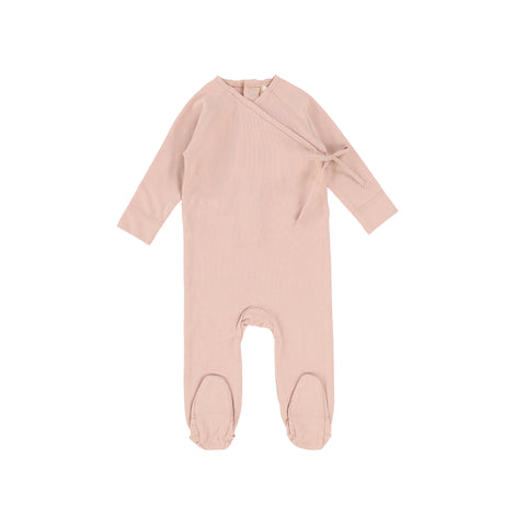 Lillette Brushed Cotton Wrapover Footie - Dusty Pink