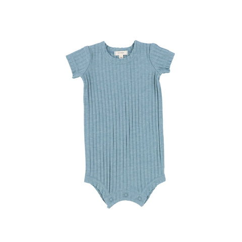 Lil Legs Wide Ribbed Romper - Fresh Blue