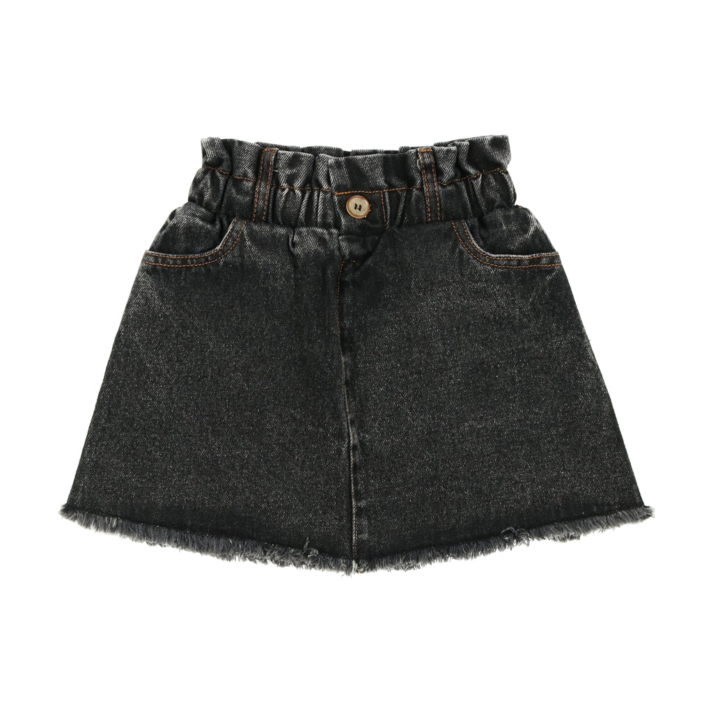 FringeDenimSkirtStructuredBlac