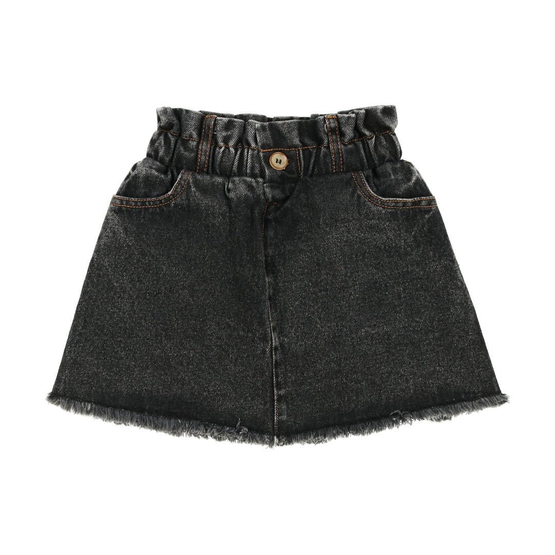 Analogie Fringe Denim Skirt Structured Black Denim – Head
