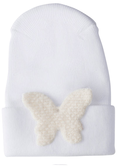 Adora Hospital Hat Baby Gift - Ivory Fuzzy Butterfly