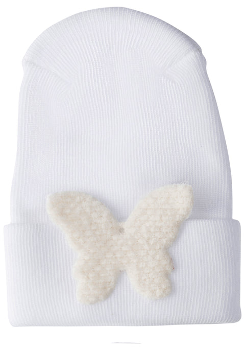 Adora Hospital Hat Baby Gift - Ivory Fuzzy Butterfly