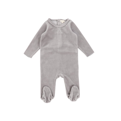 Lil Legs Classic Velour Footie - Grey