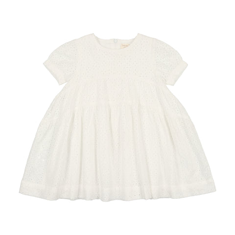 Analogie Gathered Dress Short Sleeve - White Eyelet