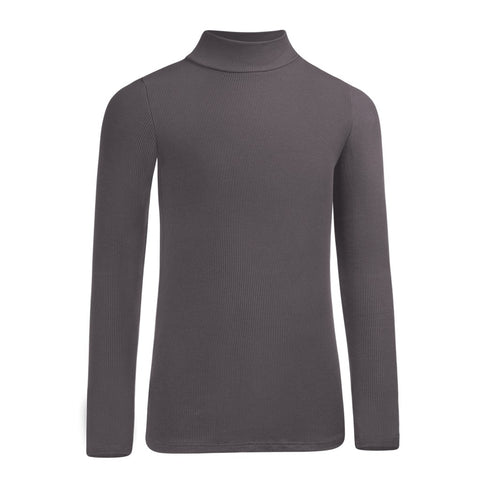 PB&J Girls Ribbed Long Sleeve Mock Turtleneck - Graphite