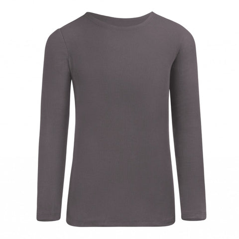 PB&J Girls Ribbed Long Sleeve Shell - Graphite