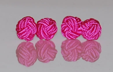Hot Pink Silk Knot Cufflinks