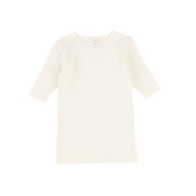 Lil Legs Ribbed Three Quarter Sleeve Tee - Ivory