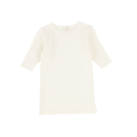 Lil Legs Ribbed Three Quarter Sleeve Tee - Ivory
