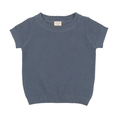 Analogie Knit Sweater Short Sleeve - Blue