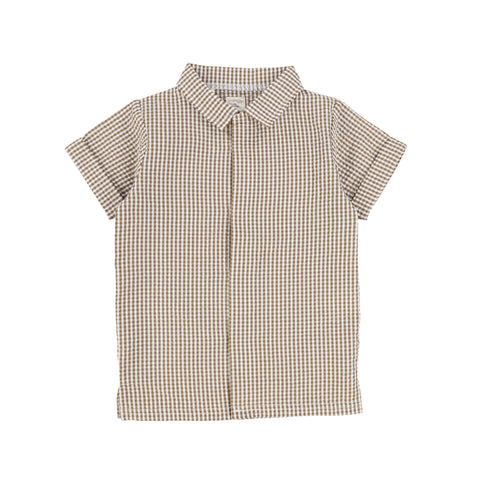 Analogie Gingham Button Down Shirt - Caramel