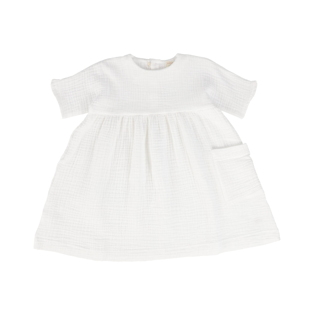 white gauze dresses Analogie Gauze Dress Three Quarter Sleeve