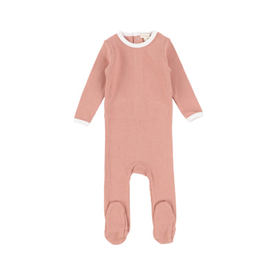 Lil Legs Contrast Edge Footie - Peach/White