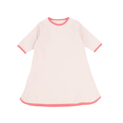 Analogie Cotton Track Dress Three Quarter Sleeve - Pink/Coral