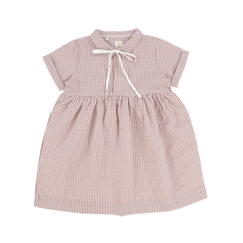 Analogie Gingham Dress Short Sleeve - Mauve