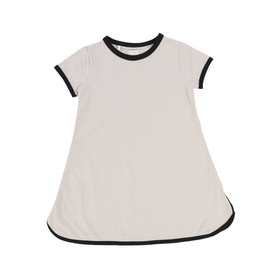 Analogie Cotton Track Dress Short Sleeve - Stone/Black