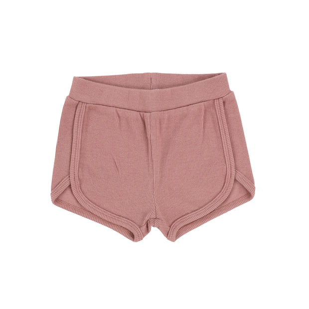 Lil Legs Ribbed Track Shorts - Mauve