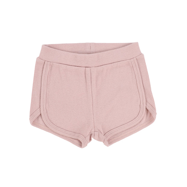 Lil Legs Ribbed Track Shorts - Petal Pink