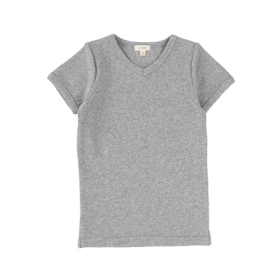 Lil Legs Ribbed V-Tee - Light Heather Grey